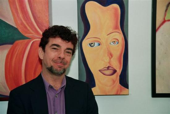 Exhibiting AMP Artist Eban Lehrer with his work